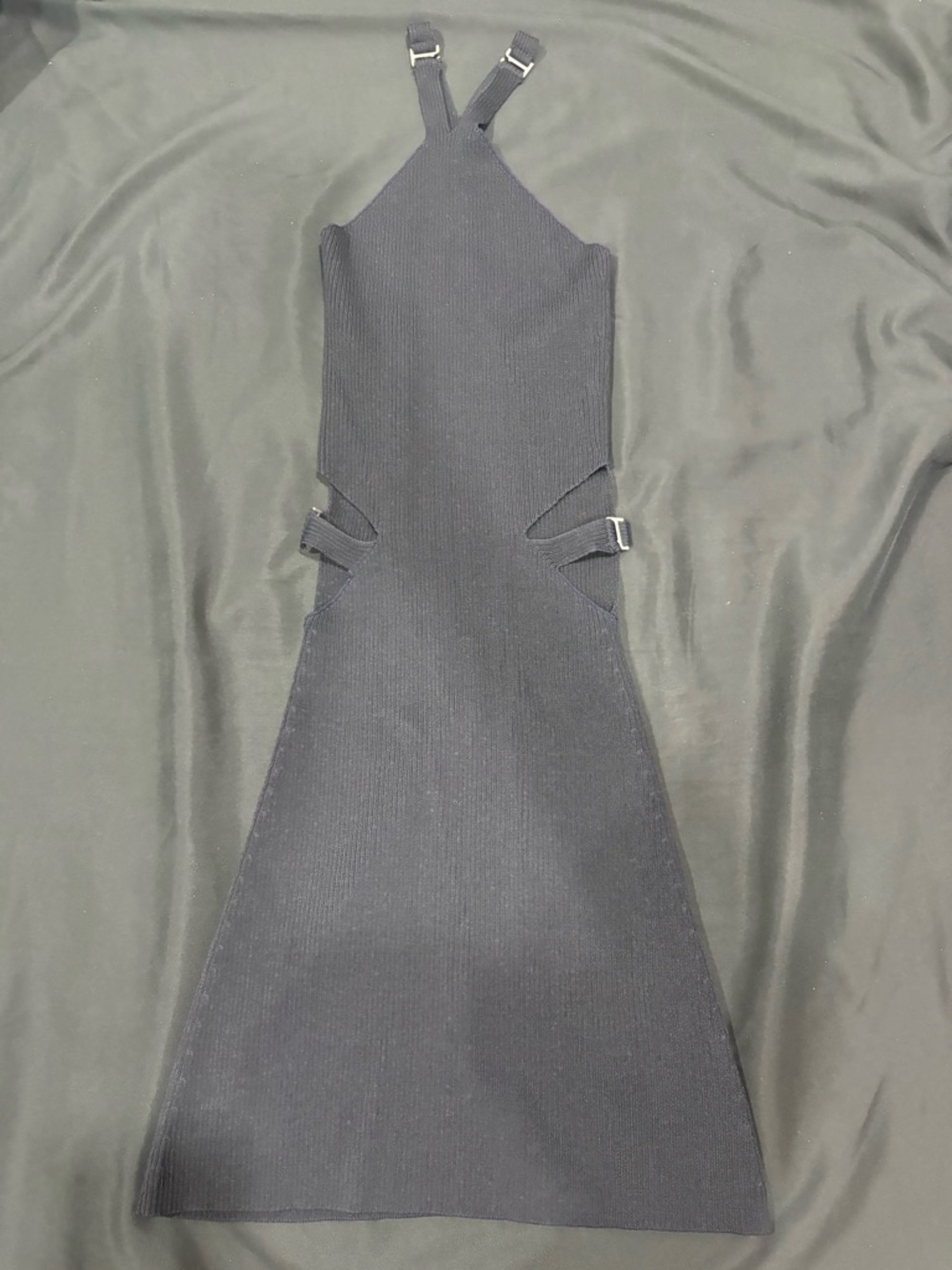 NWT Dion Lee Black Halter Ribbed Cutout Dress